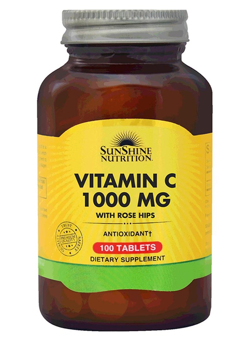 SUNSHINE NUTRITION Vitamin C With Rose Hips Dietary Supplement 100 Tablets - Image 1
