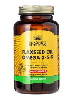 SUNSHINE NUTRITION Flaxseed Oil Infused With Omega 3-6-9 Dietary Supplement Supports Heart Health And Immune Function 100 Soft Gels  - Image 1