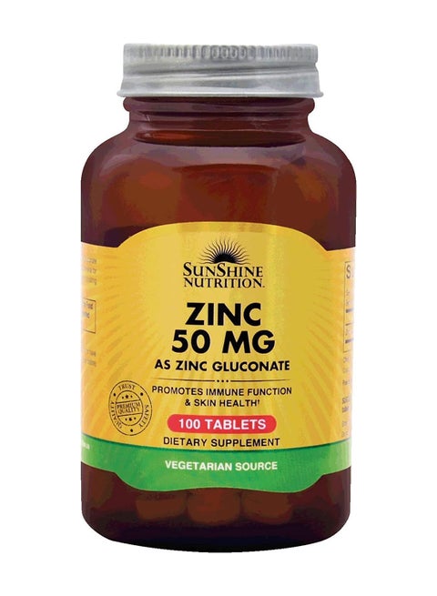 Zinc 50Mg Infused With Zinc Gluconate Promotes Immune Function And Skin Health Dietary Supplement Vegetarian 100 Tablets |