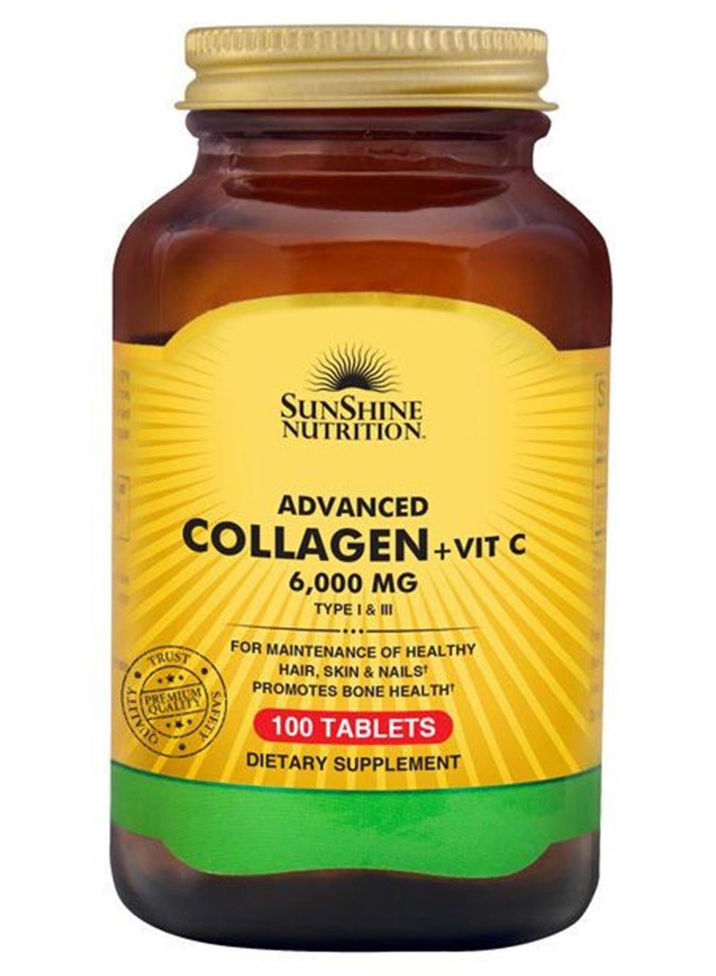 SUNSHINE NUTRITION Advanced Collagen + Vitamin C  Dietary Supplement 100 Tablets - Image 1