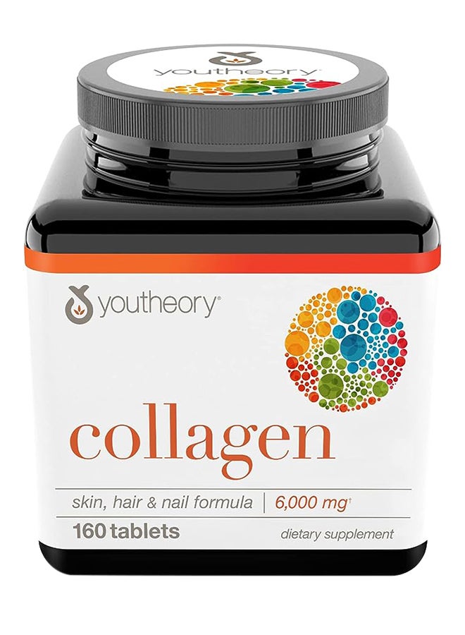youtheory Collagen 6000Mg Dietary Supplement Skin Hair And Nail Formula 160 Tablets - Image 1