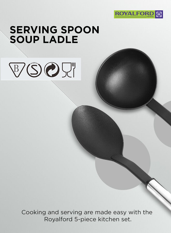 رويال فورد طقم ملاعق مسطحة من 5 قطع أسود/ فضي 30سم - Image 4