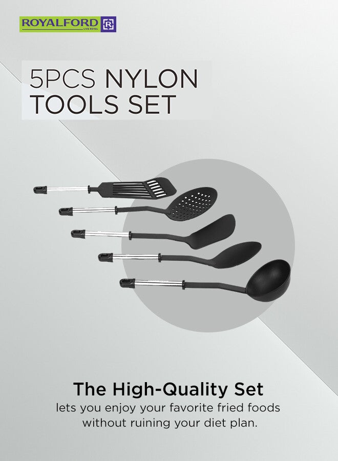 رويال فورد طقم ملاعق مسطحة من 5 قطع أسود/ فضي 30سم - Image 2