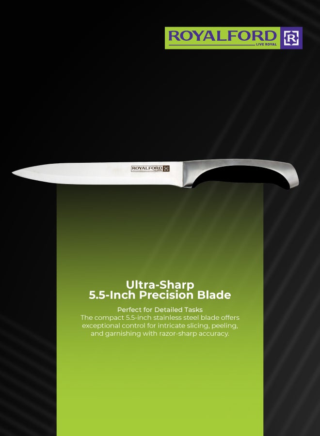 Royalford Utility Knife Premium-Grade Extra-Sharp Ss Blade With Convenient Ss+Abs Handle Silver/Black 5inch - Image 2
