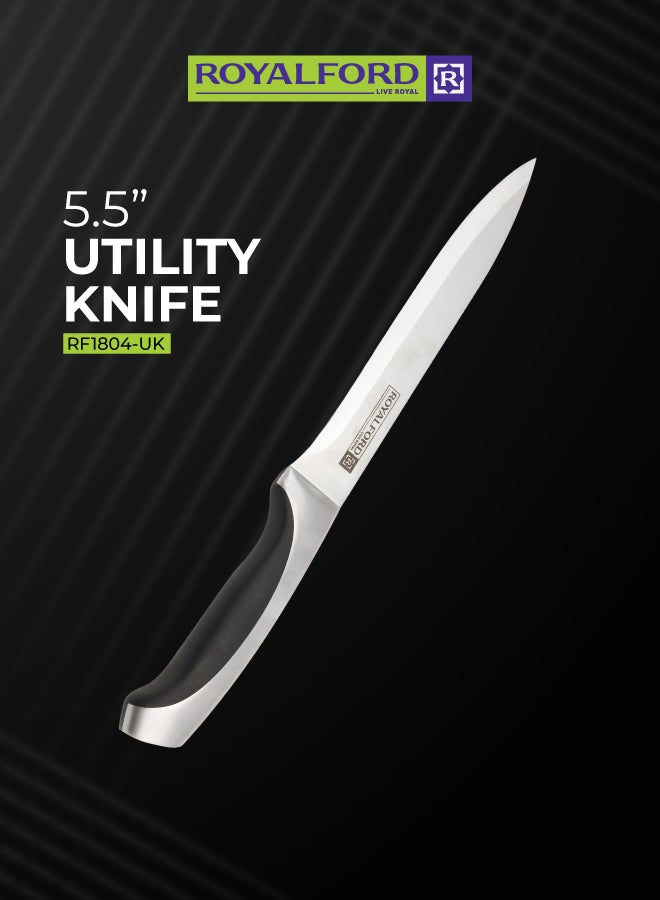 Royalford Utility Knife Premium-Grade Extra-Sharp Ss Blade With Convenient Ss+Abs Handle Silver/Black 5inch - Image 1