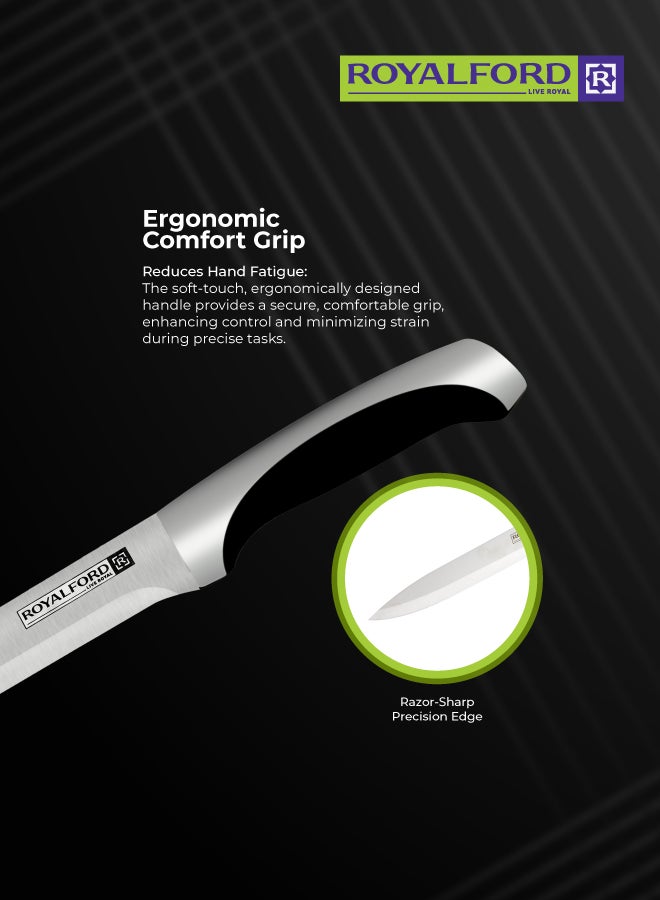 Royalford Utility Knife Premium-Grade Extra-Sharp Ss Blade With Convenient Ss+Abs Handle Silver/Black 5inch - Image 3