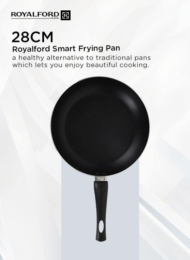 Royalford 28CM Aluminium Non-Stick Fry Pan with Glass Lid – Deep Saute Pan for Gas Hob Cooking, Durable Granite Coating, Ergonomic Cool-Touch Handle, Ideal for Frying, Sautéing & Stir-Frying – Black Black 28 cmcm - Image 2
