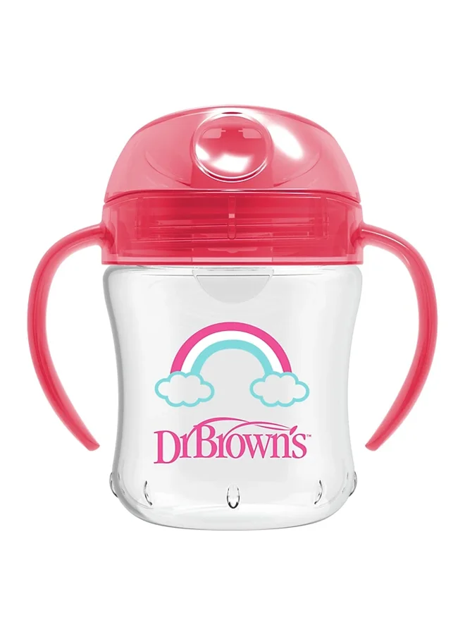 Dr. Brown’s 6 Oz/180 Ml Spill Proof Soft-Spout Transition Cup With Handles - Pink  (6M+), 1-Pack