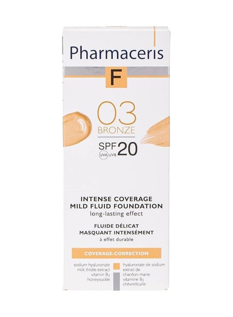Pharmaceris F 03 Bronze Mild Fluid Foundation With Spf 20, Intense Coverage 03 Bronze