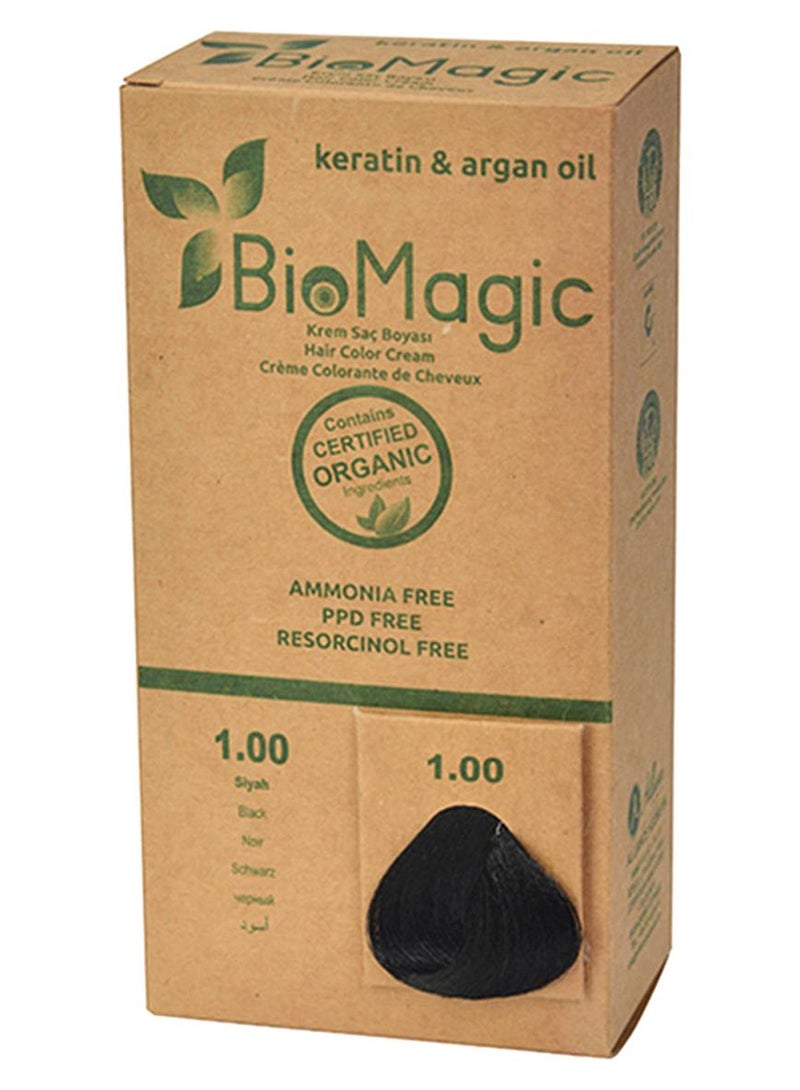 BIOMAGIC Hair Color Cream With Keratin And Argon Oil 1.00 Black 1.00 Black - Image 1