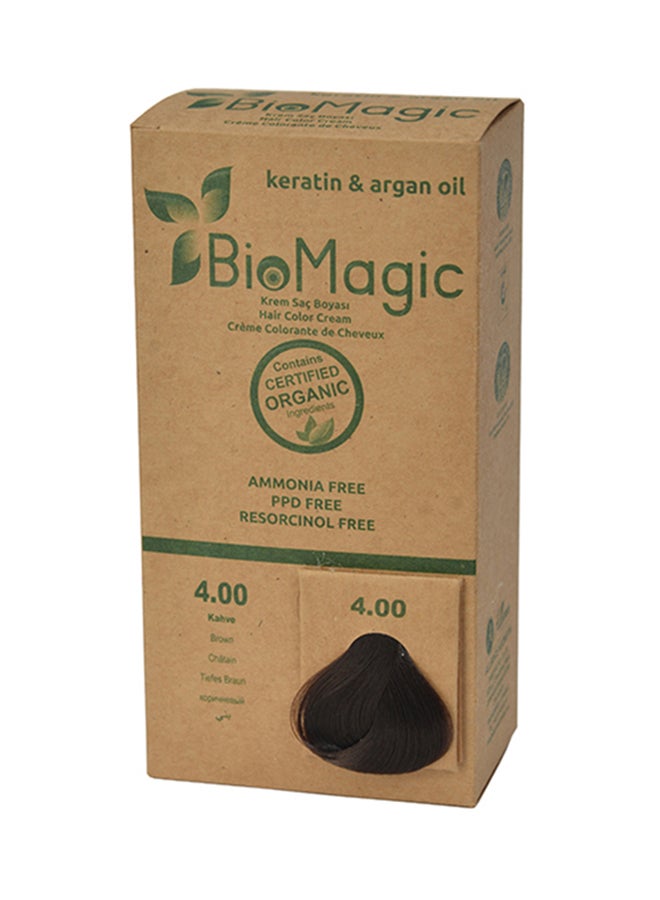 BIOMAGIC Hair Color Cream with Keratin & Argon Oil 4.00 Brown  - Image 1