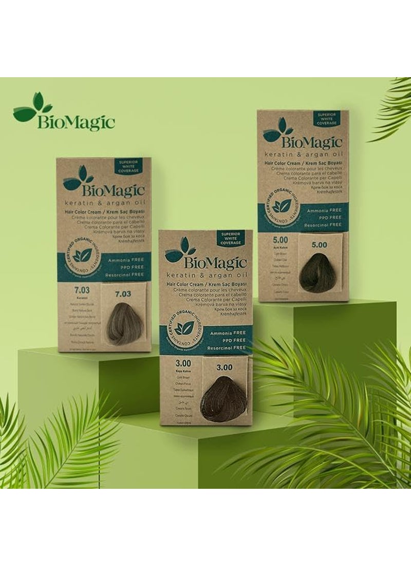 BIOMAGIC Hair Color Cream 5/00 Light Brown With Argan Oil And Keratin Light Brown - Image 4