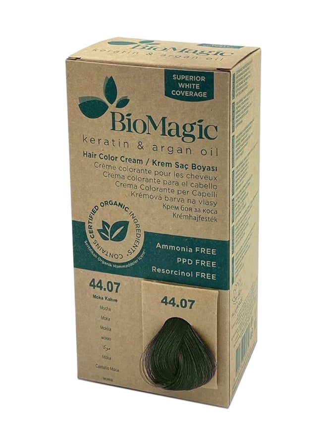 BIOMAGIC Biomagic Permanent Hair Color Cream, Superior White Coverage With Keratin & Argan Oil, Mocha, 44.07 44.07 Black 170ml  - Image 1