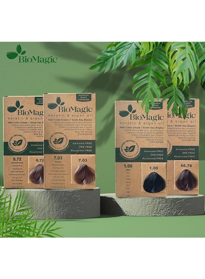 BIOMAGIC Biomagic Permanent Hair Color Cream, Superior White Coverage With Keratin & Argan Oil, Mocha, 44.07 44.07 Black 170ml  - Image 3