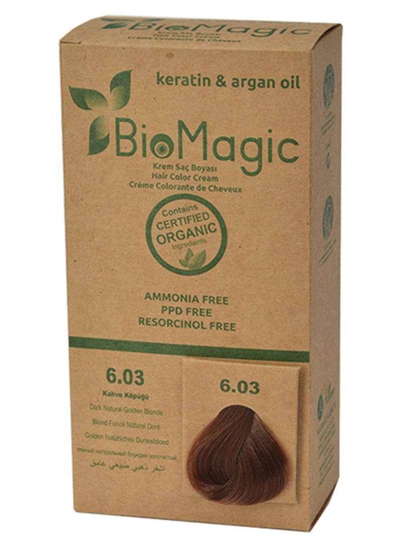 كريم الحفاظ على لون الشعر بزيت الكيراتين والأرجون 6.03  ترابي ذهبي 6.03 Golden Blonde