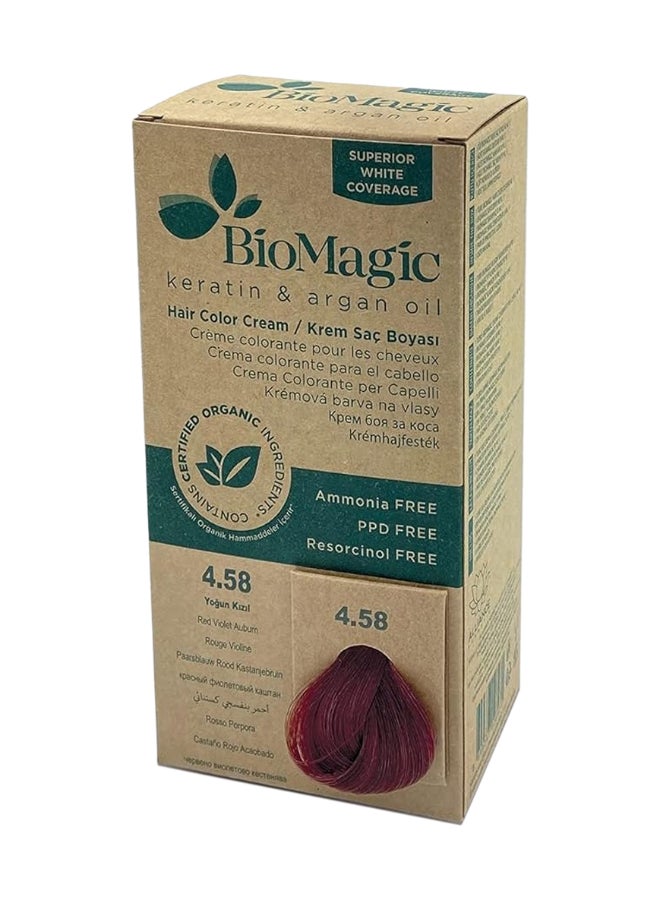 BIOMAGIC Biomagic Permanent Hair Color Cream, Superior White Coverage With Keratin & Argan Oil, Red Violet Auburn, 4.58 4.58 Red Violet Auburn 170ml  - Image 1