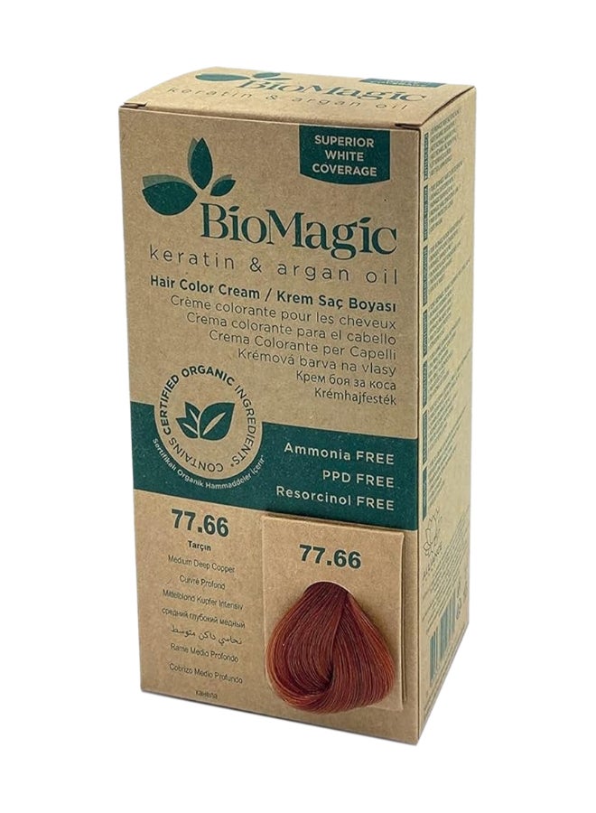 BIOMAGIC Biomagic Permanent Hair Color Cream, Superior White Coverage With Keratin & Argan Oil, Medium Deep Copper, 77.66 77.66 Medium Deep Copper 170ml  - Image 1