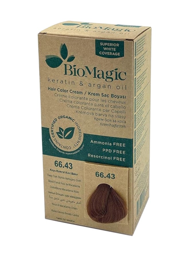 BIOMAGIC Biomagic Permanent Hair Color Cream, Superior White Coverage With Keratin & Argan Oil, Deep Dark Blonde Mahogany, 66.43 66.43 Deep Dark Blonde Mahogany Gold 170ml  - Image 1