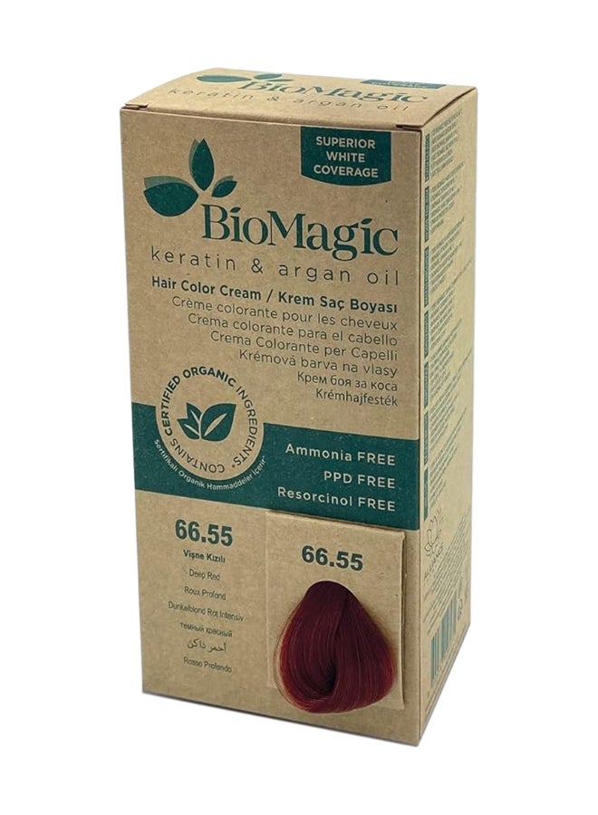 BIOMAGIC Biomagic Permanent Hair Color Cream, Superior White Coverage With Keratin & Argan Oil, Deep Red, 66.55 66.55 Deep Red 170ml  - Image 1