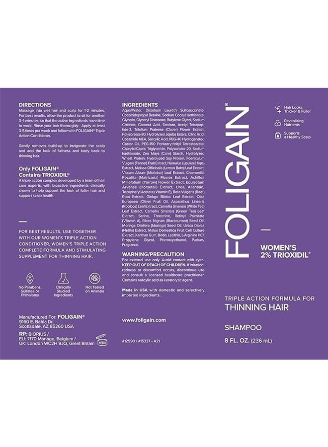 FOLIGAIN - Foligain Women'S 2% Trioxidil Triple Action Shampoo For Thinning Hair, Clinically Proven, 236Ml 236ml - Image 1