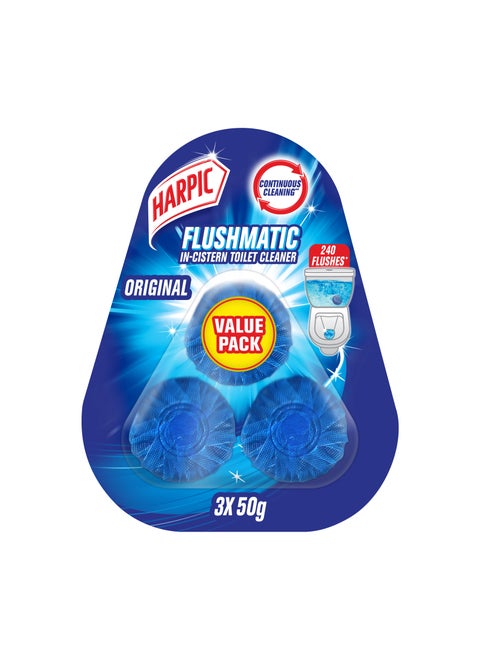 Flushmatic In-Cistern Toilet Cleaner Set 3 Pieces Blue 50grams