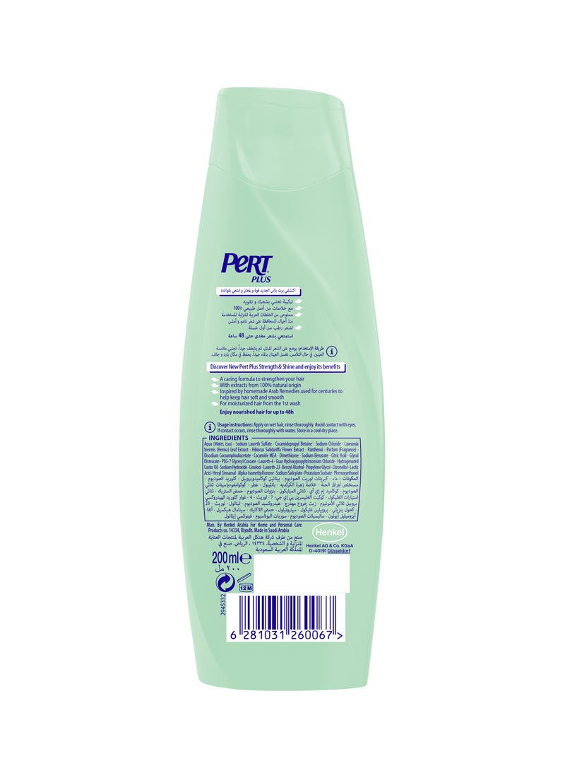 PERT PLUS Strength And Shine Shampoo For Weak Dull Hair With Henna And Hibiscus Extract 200ml - Image 2