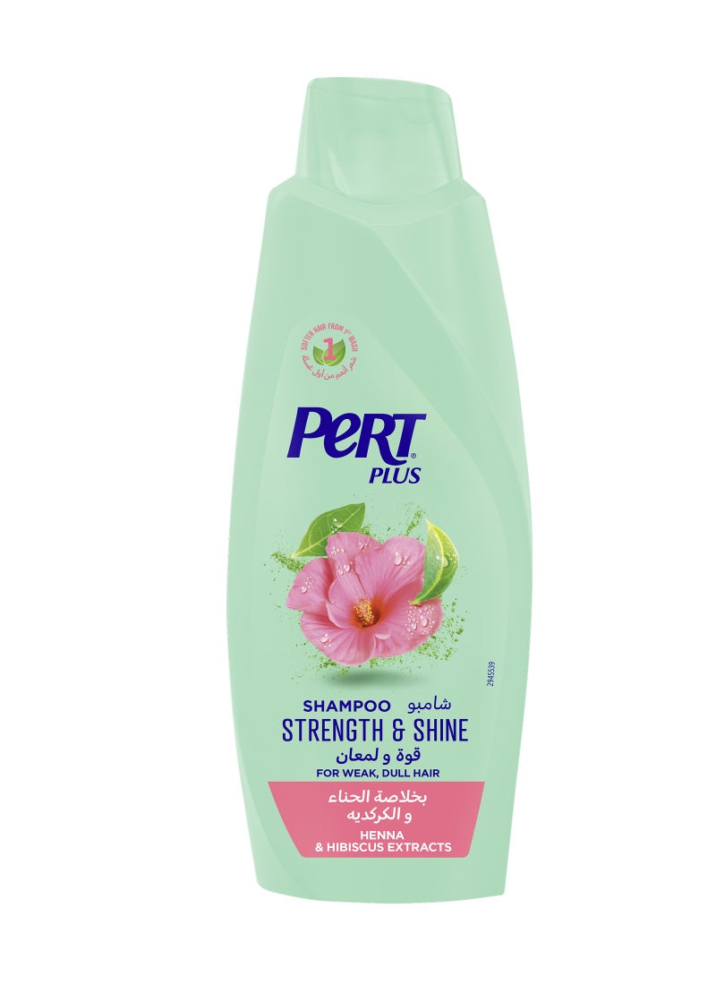 PERT PLUS - Strength & Shine Shampoo for Weak and Dull Hair with Henna and Hibiscus Extract 600ml - Image 1