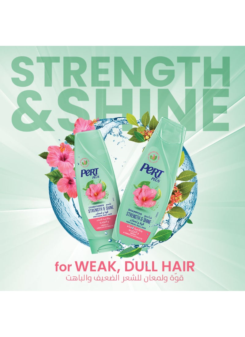 PERT PLUS - Strength & Shine Shampoo for Weak and Dull Hair with Henna and Hibiscus Extract 600ml - Image 1