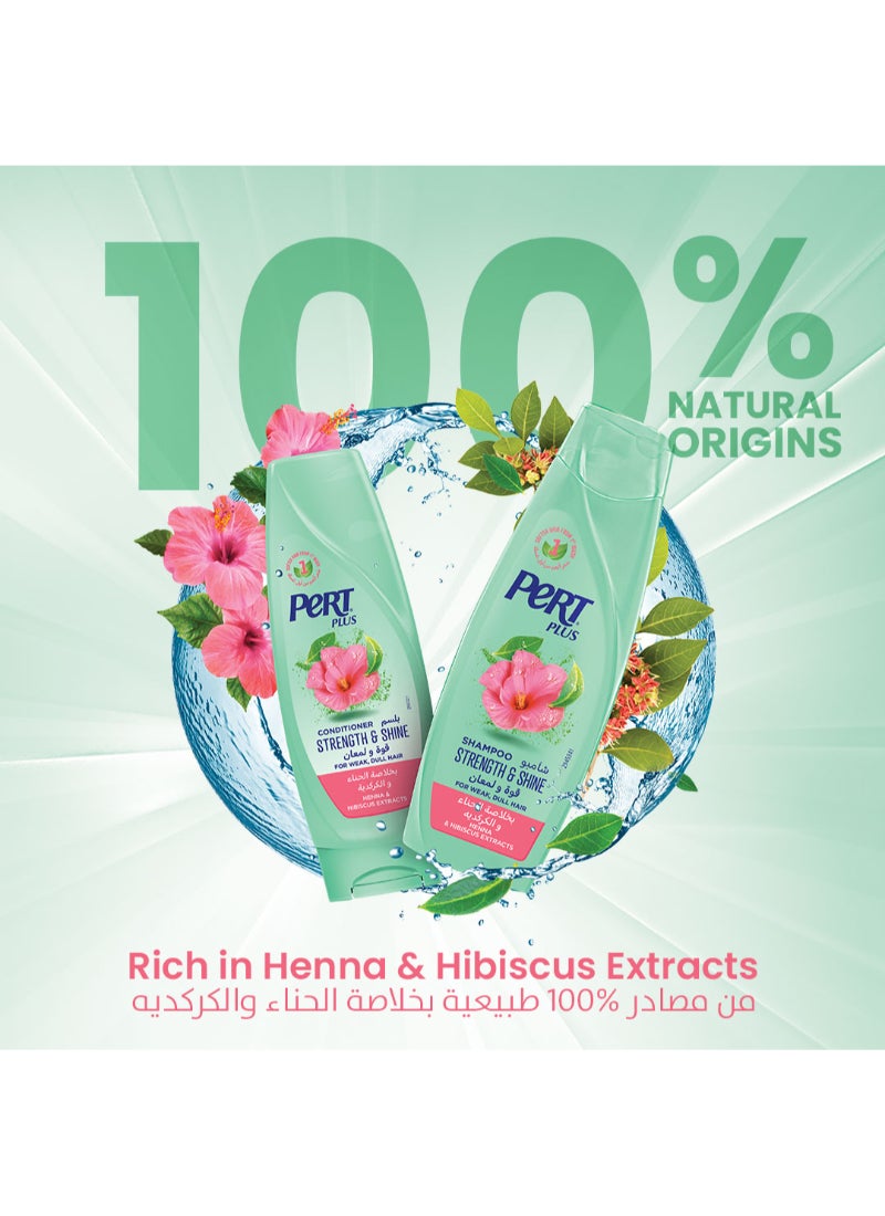 PERT PLUS - Strength & Shine Shampoo for Weak and Dull Hair with Henna and Hibiscus Extract 600ml - Image 1