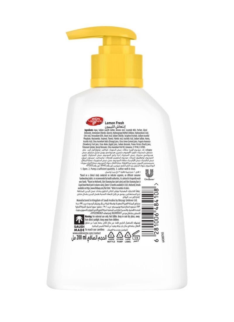 Lifebuoy - Anti Bacterial Hand Wash Lemon Fresh 200ml - Image 1