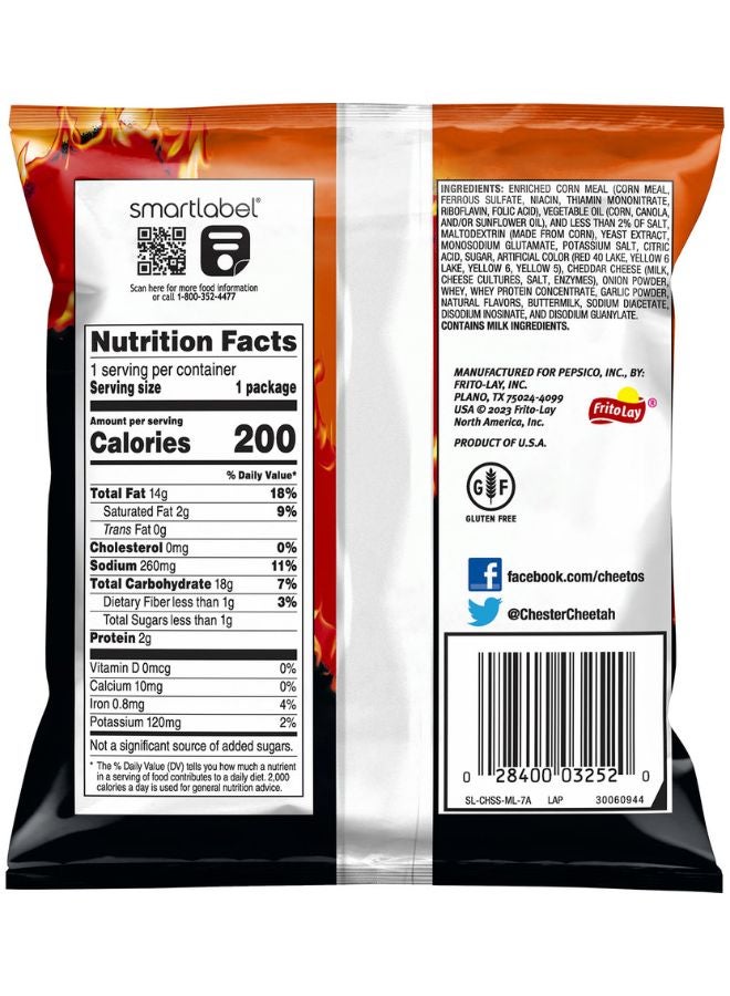 Cheetos - Flamin Hot Cheese Flavour Snack 1.25ounce - Image 1