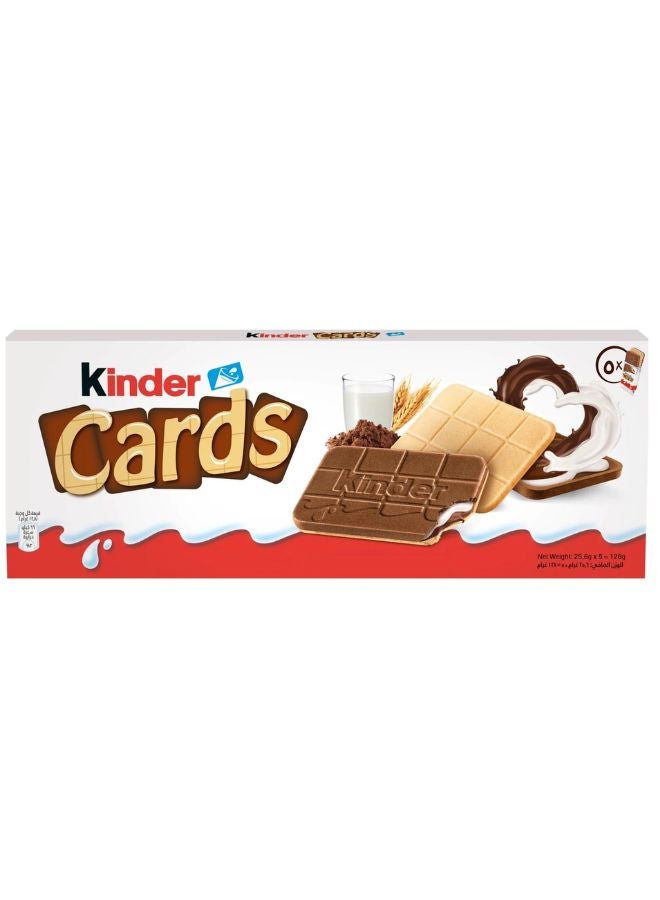 Kinder Cards Wafer Biscuits With Creamy Milk And Cocoa Filling, 5 Pieces 128grams - Image 1