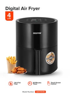 4 L Digital Air Fryer, Oil Free Cooking, 60 Min Timer, Temperature 80-200 Degree Celsius, 8 Preset Programs, Ideal For Fries, Steak, Chicken Cake Etc. 2 Years Warranty Gaf37501T 4 L 1500 W GAF37501T Black