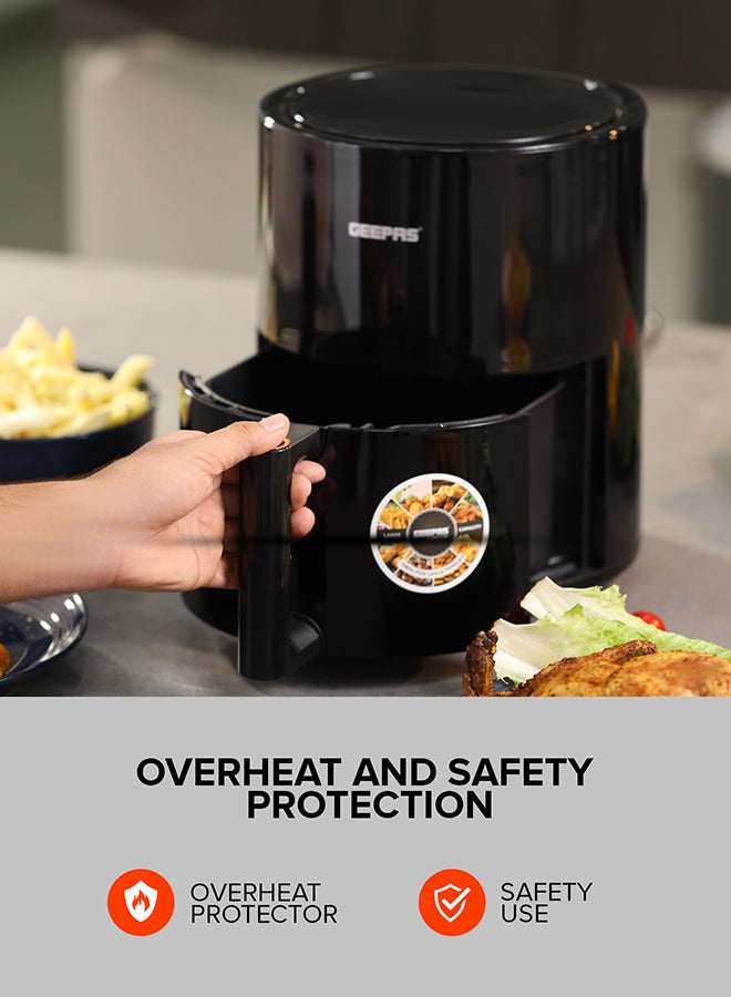 GEEPAS - 4 L Digital Air Fryer, Oil Free Cooking, 60 Min Timer, Temperature 80-200 Degree Celsius, 8 Preset Programs, Ideal For Fries, Steak, Chicken Cake Etc. 2 Years Warranty Gaf37501T 4 L 1500 W GAF37501T Black - Image 1