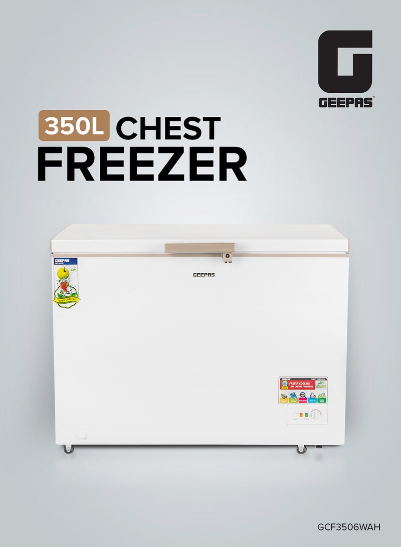 GEEPAS Chest Freezer, Freestanding Chest Freezer | 350L Deep Freezer with Adjustable Thermostat | 2pc Food Basket Included | LED Light | Comes with Lock & Key 350 L GCF3506WAH White  - Image 1