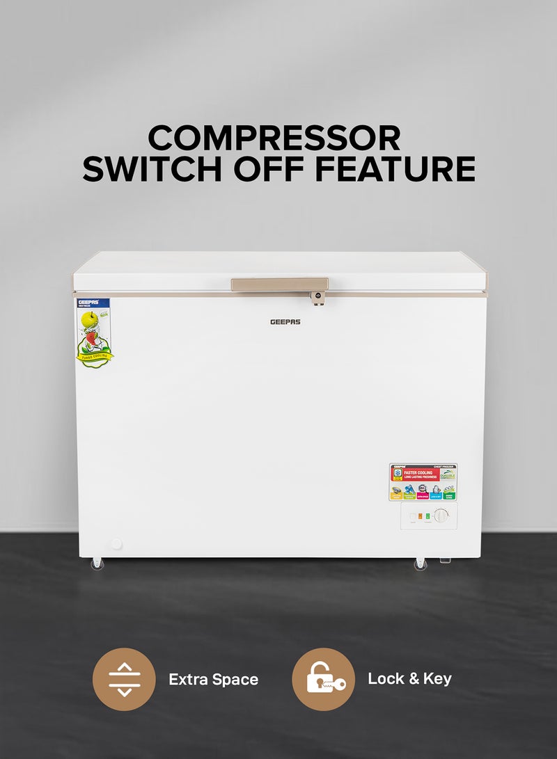 GEEPAS - Chest Freezer, Freestanding Chest Freezer | 350L Deep Freezer with Adjustable Thermostat | 2pc Food Basket Included | LED Light | Comes with Lock & Key 350 L GCF3506WAH White - Image 1