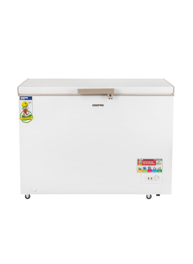 GEEPAS - 410L Gross/380L Net Capacity Chest Freezer With Compressor Switch Off Function, LED Light, Lock & Key, High Efficiency Molothic Foaming, 2 Food Basket, Adjustable Thermostat, 100% HCF & FCKW Free 140 L 180 W GCF4106WAH White - Image 1