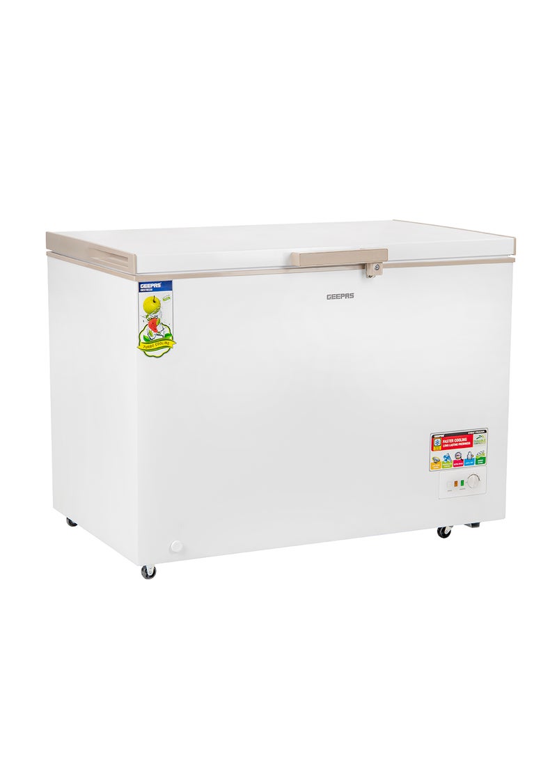 GEEPAS - 410L Gross/380L Net Capacity Chest Freezer With Compressor Switch Off Function, LED Light, Lock & Key, High Efficiency Molothic Foaming, 2 Food Basket, Adjustable Thermostat, 100% HCF & FCKW Free 140 L 180 W GCF4106WAH White - Image 1