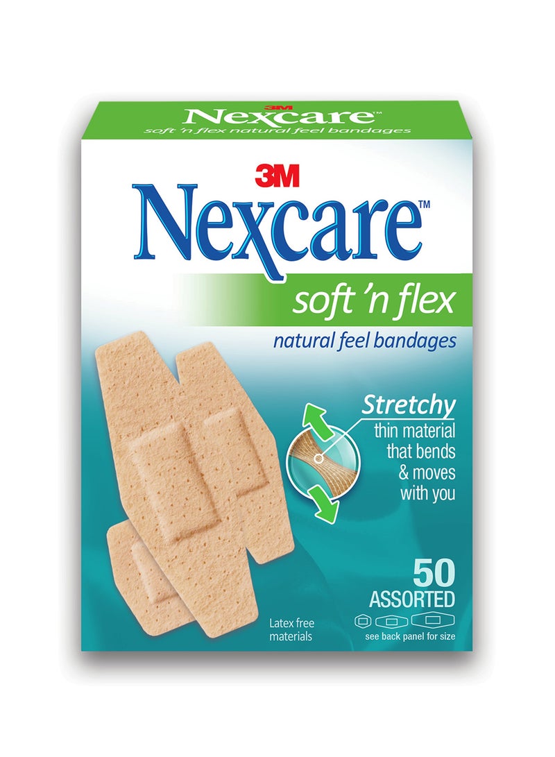 Nexcare 50-Piece Soft 'N Flex Natural Feel Bandages (Assorted)  - Image 1
