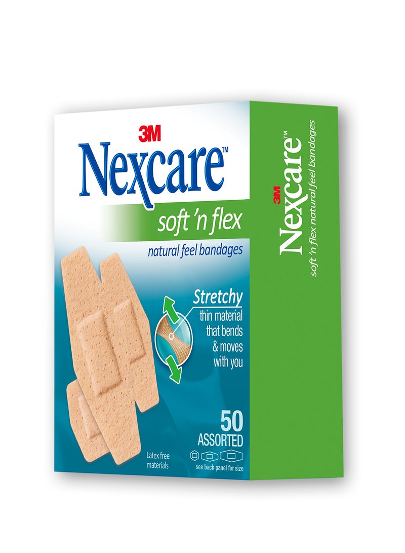 Nexcare 50-Piece Soft 'N Flex Natural Feel Bandages (Assorted)  - Image 3
