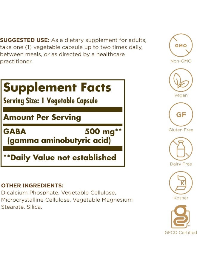 Solgar Gaba, 500 Mg - 50 Vegetable Capsules Packaging May Vary - Image 4
