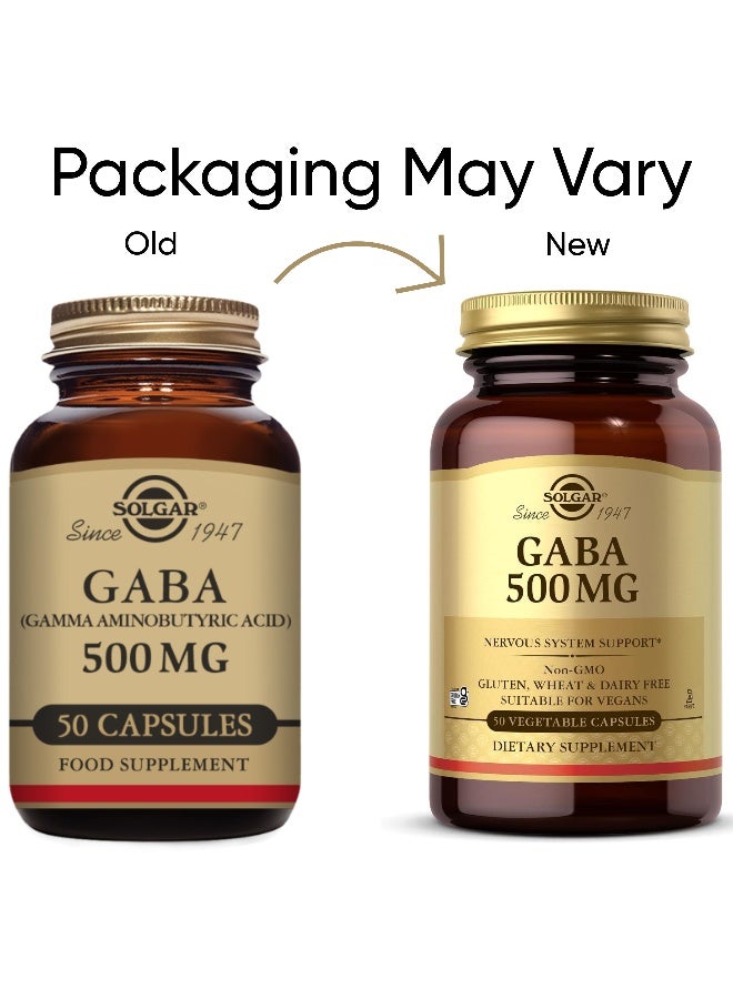 Solgar Gaba, 500 Mg - 50 Vegetable Capsules Packaging May Vary - Image 1