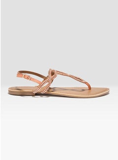 NEW LOOK Diamante Embellished Flat Sandals Orange  - Image 1