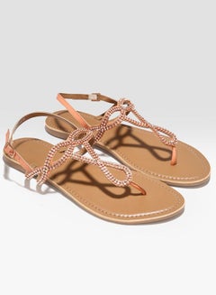 NEW LOOK Diamante Embellished Flat Sandals Orange  - Image 2