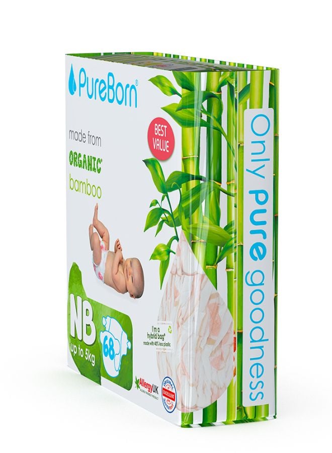 PureBorn New Born Organic Diapers Twin Value Pack Assorted 68 Count - Image 4