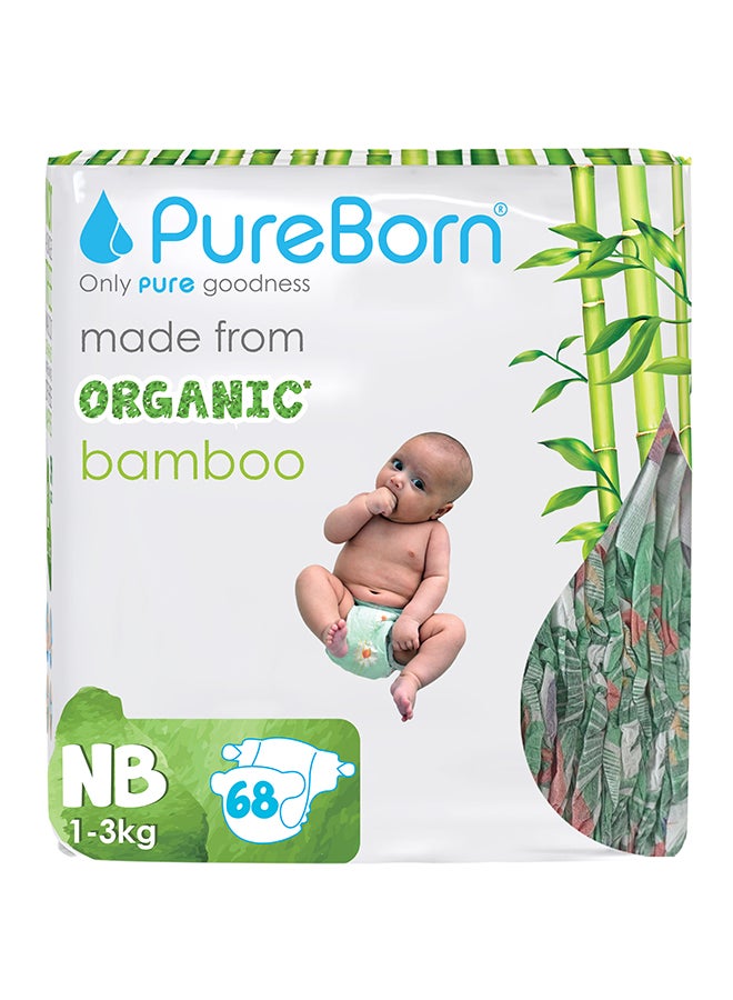PureBorn New Born Organic Diapers Twin Value Pack Assorted 68 Count - Image 1