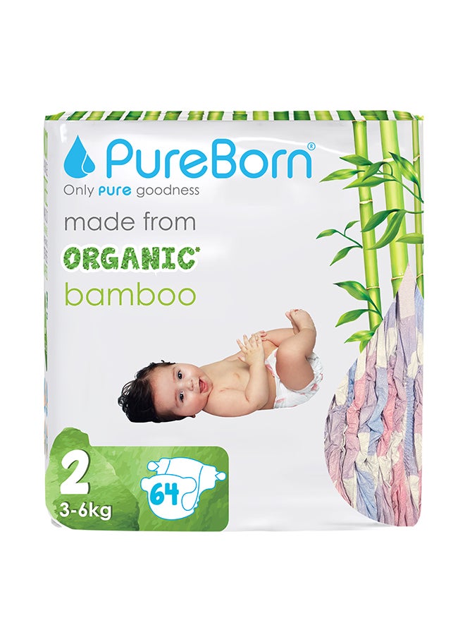 PureBorn Organic Diapers Size 2 Twin Value Pack 64 Count Assorted - Image 1