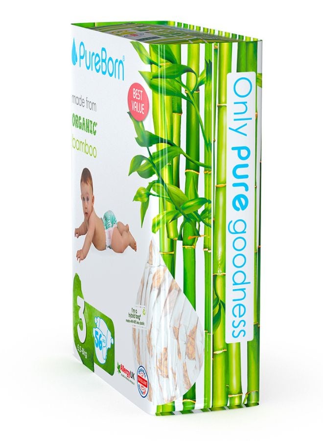 PureBorn - Organic Diapers Size 3 Twin Value Pack 56 Count Assorted - Image 1