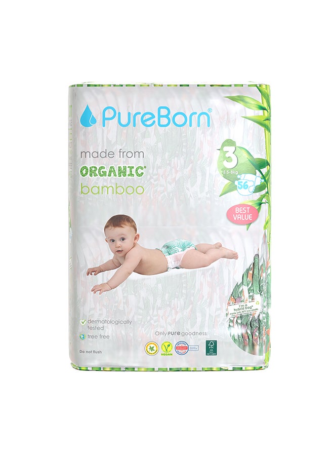 PureBorn Organic Diapers Size 3 Twin Value Pack 56 Count Assorted - Image 2