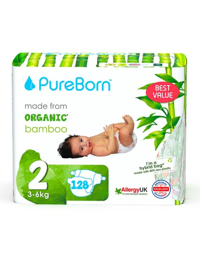 PureBorn Organic Diapers Size 2 Master Value Pack 128 Count Assorted  - Image 1